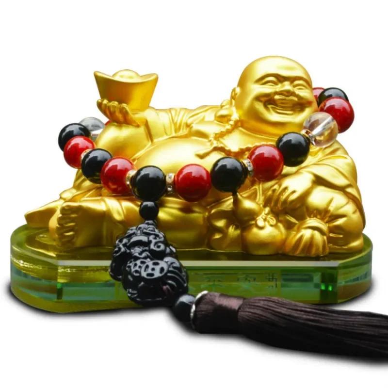 Car Decoration Perfume Seat Maitreya Buddha Statue Desktop Ornaments Exquisite Resin Crafts Home Fengshui Decor Accessories