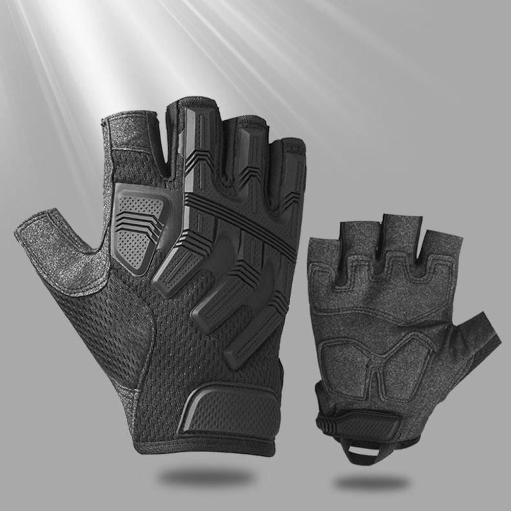 Gants Demi-doigts Sport Extérieur Vélo Chasse Tir Camping Randonnée Combat Vélo Antidérapants Amortisseurs Équipement Hommes M noir