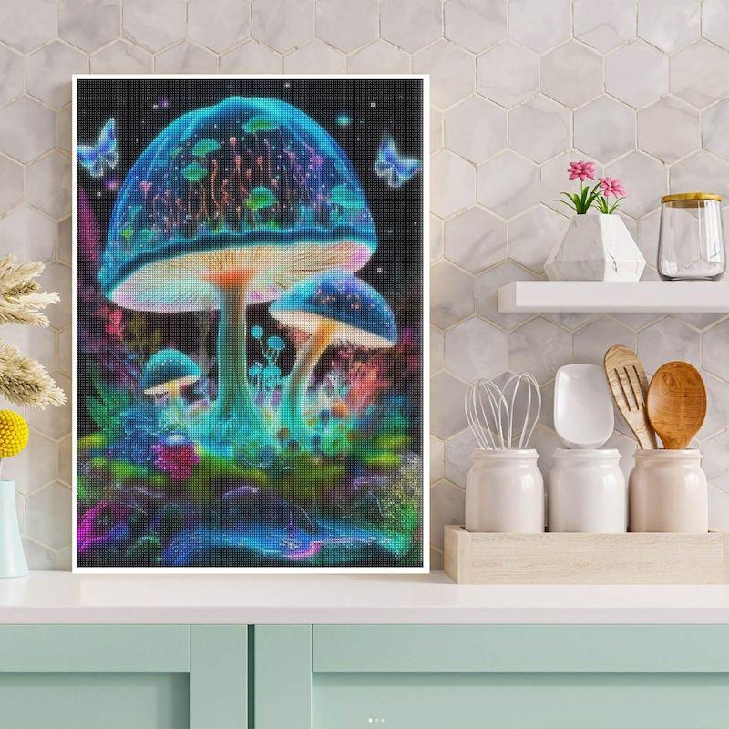 CHENISTORY 5D Diamond Art Painting Kit Fantasy Mushroom Diy Diamond Embroidery Cross Stitch Handmade Gift Home Wall Decor