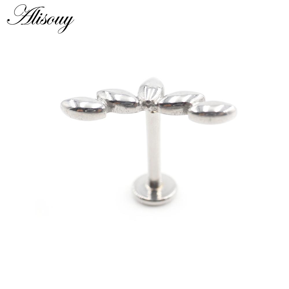 Alisouy 1 Stück Edelstahl Hundepfotenabdrücke Blatt 16G Tragus Helix Bar Labret Lippenring Knorpel Ohr Ohrring Piercing Körperschmuck