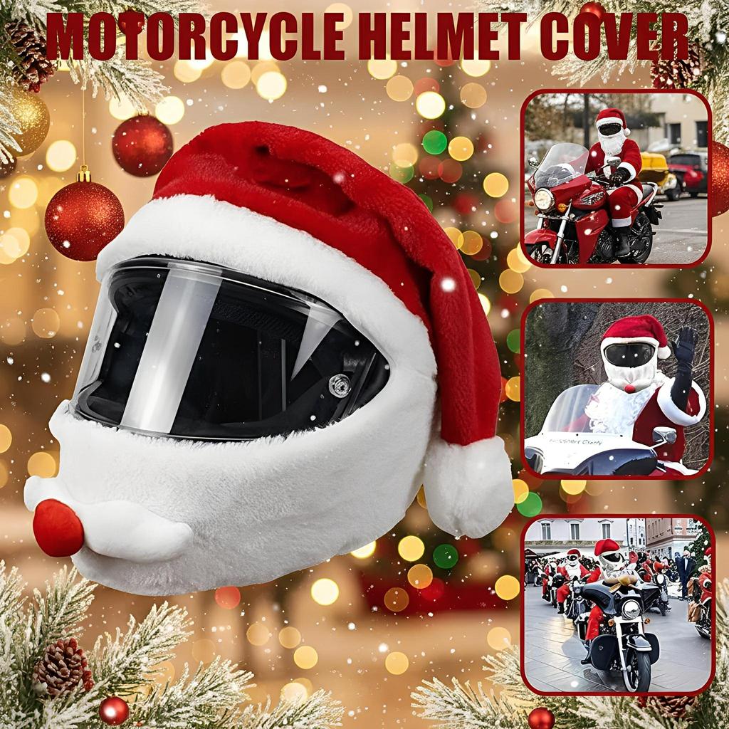 1-3Pc Plush Santa Motorcycle Helmet Cover Decoration for Christmas Cycling Full Face Hat Santa Claus Christmas Gift Helmet Cover
