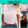 Elegant Women's Off-shoulder Short Sleeve Lace Hollow Casual T-shirt Blouse For Summer Outings