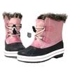 Pink Fur Collar Girls' Mid-Calf Snow Boots - Warm, Anti-Slip, Winter Protection