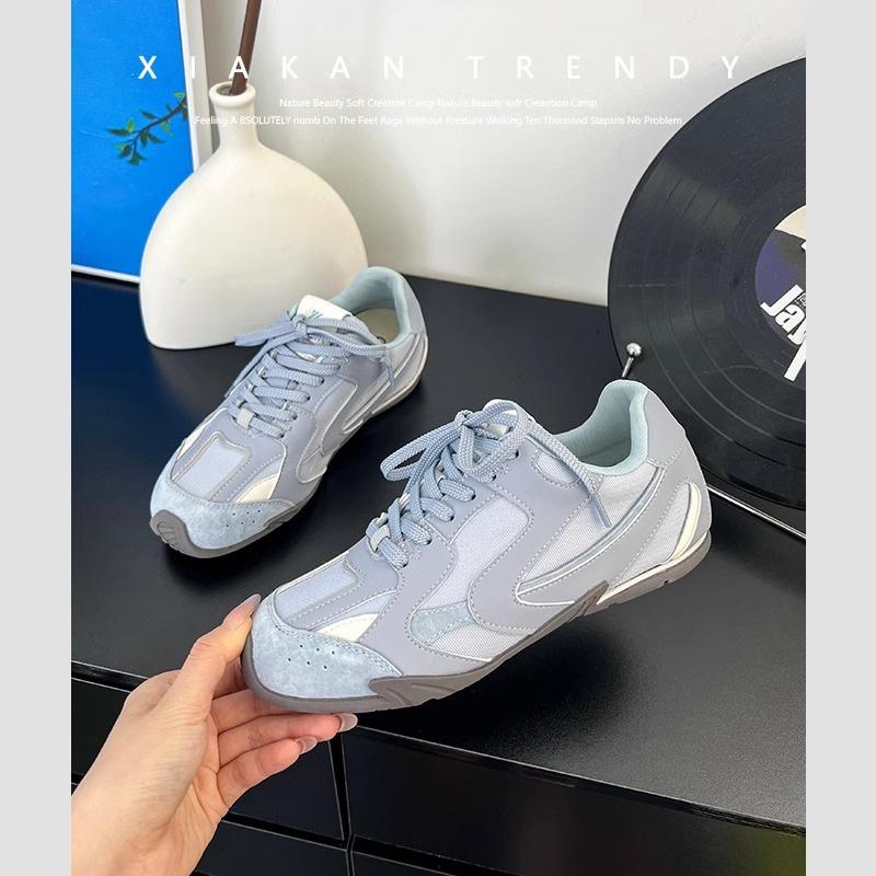 

4CM inner height increase~ silver German training shoes women s 2025 new true mesh breathable casual sports leather hiking Forrest Gump shoes 40