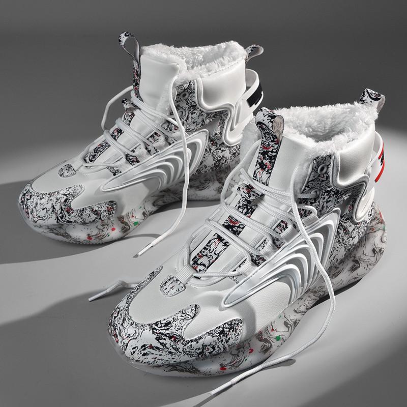 Winter Sports Shoes Men's Shoes British High-top Shoes Fleece Thermal Cotton Shoes Casual Student Snow Boots Men