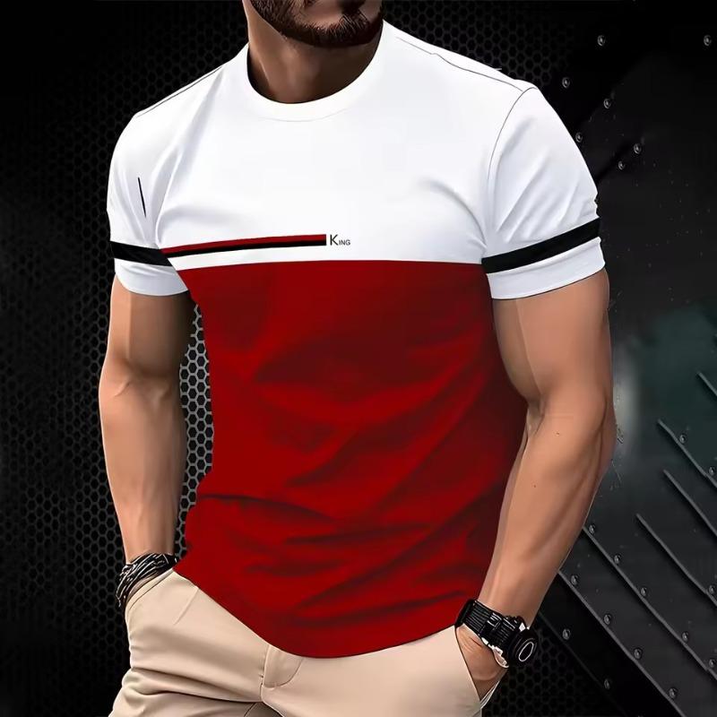 Summer Classic Men's T-shirt Outdoor Round Neck Short Sleeve Top Stripe 3D Print Street Loose Men T-Shirt Clothing