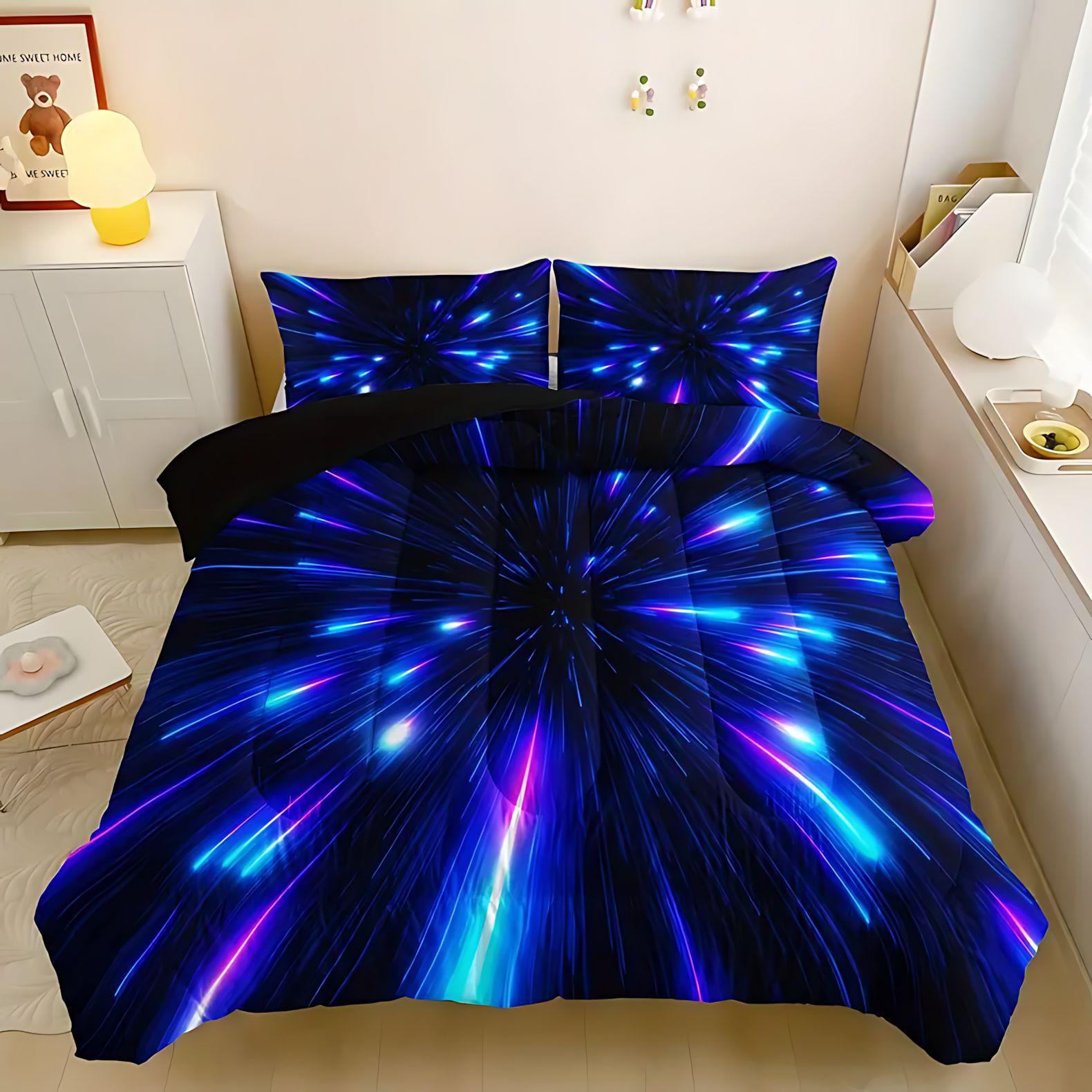 

3D Abstract Knob High Definition Digital Printing Quilt Pillowcase Three-Piece Set 135*200cm