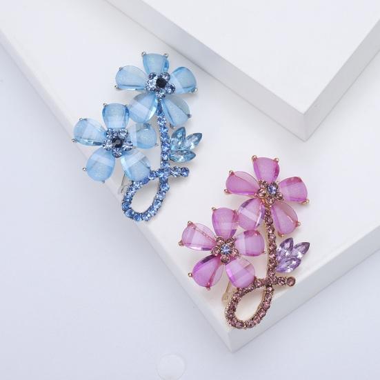 Brooch Flower Shape Rhinestone Faux Crystal Collar Pin Clothes Accessory Shiny High-end Lightweight Anti-rust Decorative Lady Clothes Jewelry