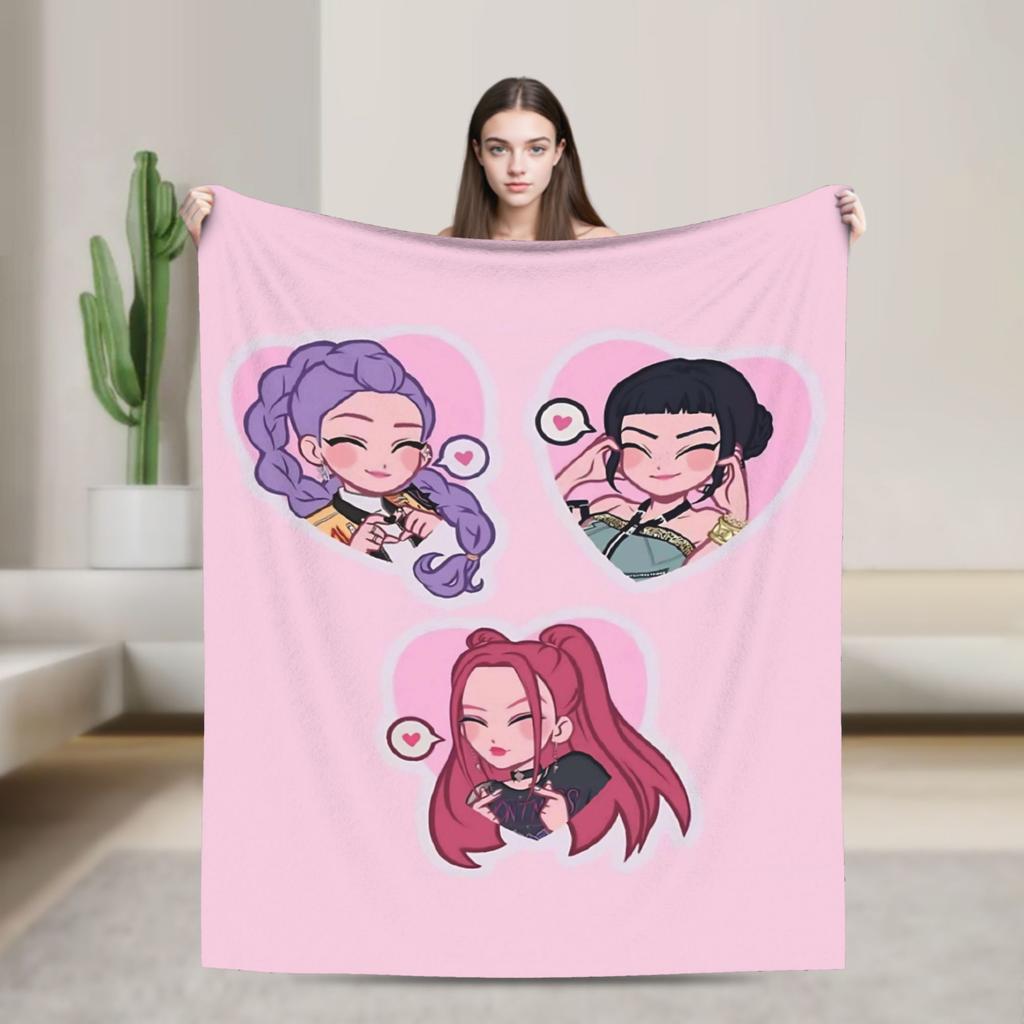 K-KPop Demons Hunters Blanket  Soft Fluffy Plush Throw Blanket For Children Living Room Flannel Bedspread Bed Cover