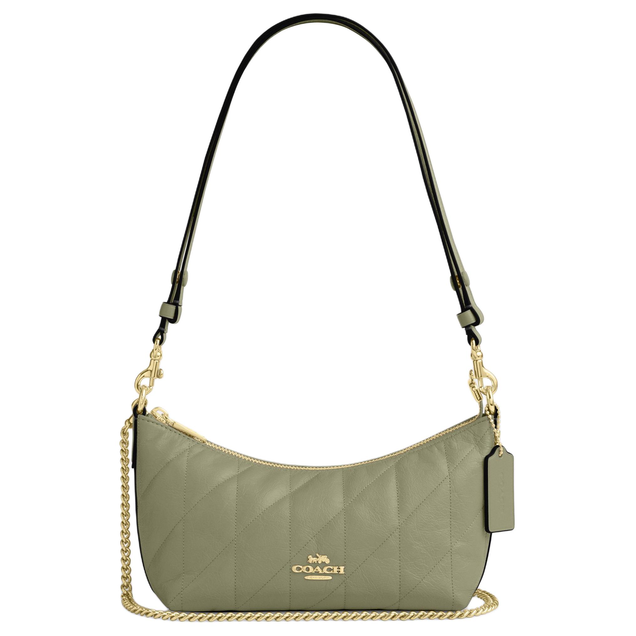 

Coach Caitlin 24 Quilted Detail Gold Logo Leather Tote Crossbody Bag Medium Women bags Olive-Green CDZ88-IMPST Gift Box Set (Basic Set+Yellow Box)