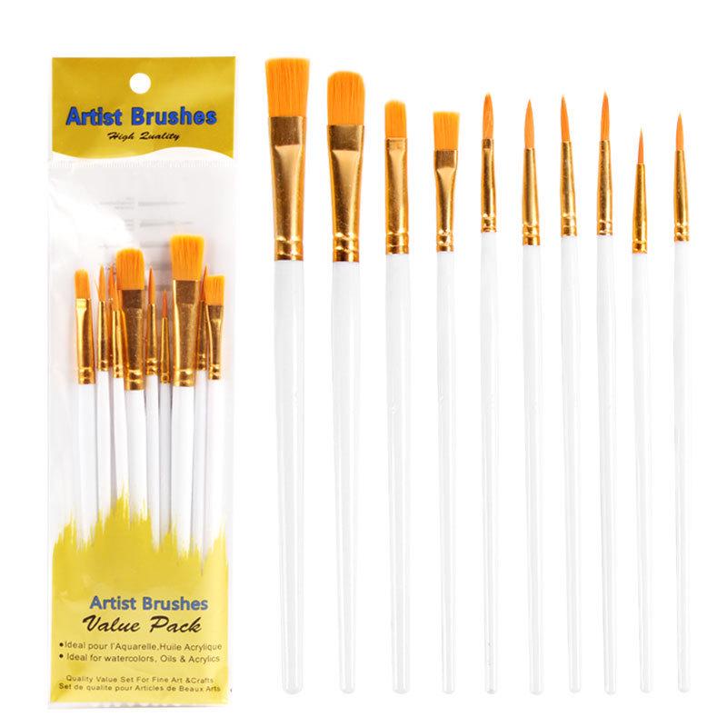 Set di 10 Pennelli in Nylon per Pittura ad Olio, con Pennelli Numerati – Ideale per Studenti d'Arte e Dettagli.