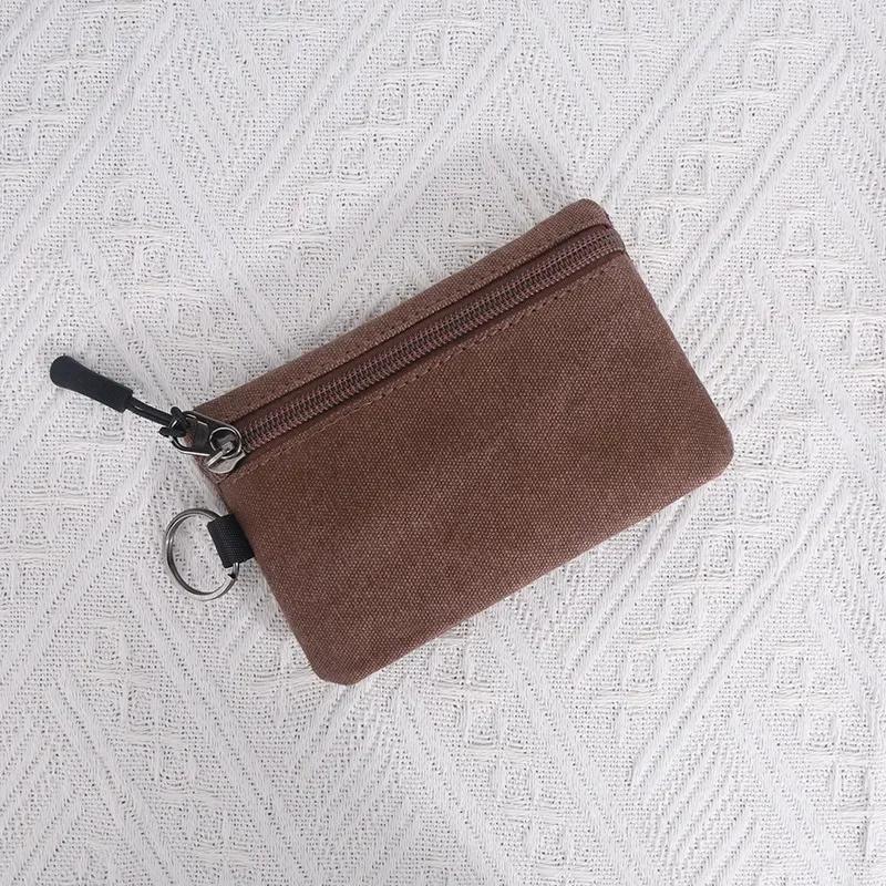 Canvas Mini Coin Wallet Bag Solid Color Zipper Key Bag Money Pocket Purse Women Men Small Card Holder Change Coin Purses Wallet