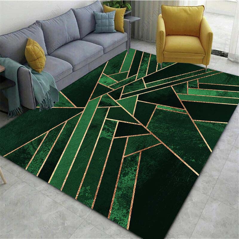 15 Size Green Geometric Shapes Pattern Rug Gaming Game Room Living Room Bathroom Mat Creative Door Mat Bedroom Home Decor Rug