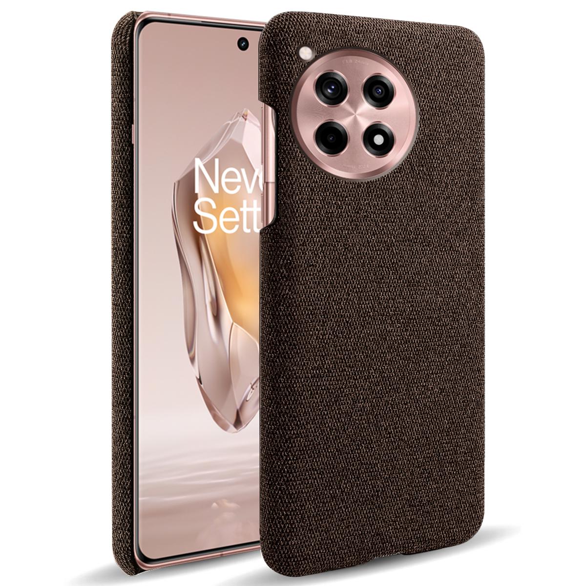 

For OnePlus Ace 3 5G/12R 5G Case Cloth Texture Hard PC+Cloth Anti-scratch Phone Cover Brown
