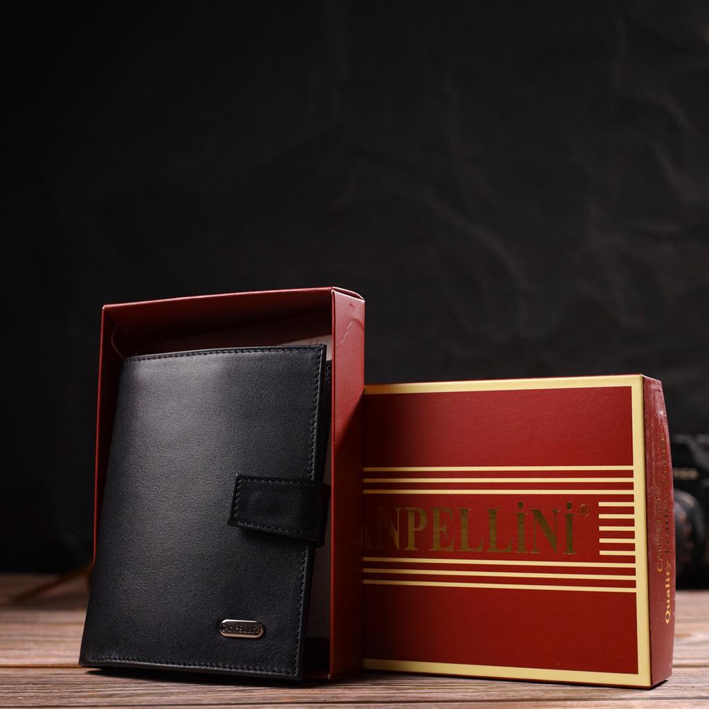 Klasická vertikální pánská peněženka střední velikosti z pravé hladké kůže CANPELLINI 21857 Black