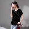 SOFSIL 2026 Summer Velvet Mulberry Silk Printed Short-Sleeve Blouse