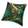 Forest Green Gold Swirl Square Pillowcase Polyester Linen Velvet Creative Zip Decor Room Cushion Cover