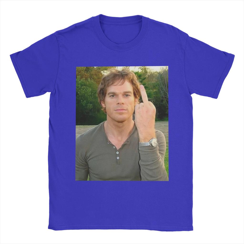 Pánské tričko Dexter Morgan ukazuje prostředníček Novinka Bavlněná trička Krátký rukáv Trička Kulatý výstřih Topy Nadměrná velikost