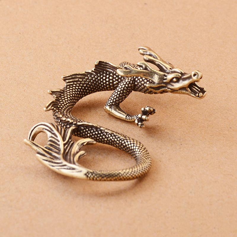 Chinesische Tier-Drachen-Statue, Bronzefigur, Ornamente, antikes Kupfer, mythisches Tier, Miniatur-Heimdekoration, Kunsthandwerk-Kollektion