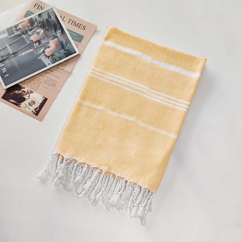 Cotton Striped Turkish Sports Bath Towel With Tassels Travel Gym Camping Sauna Beach Pool Blanket Absorbent Easy Care
