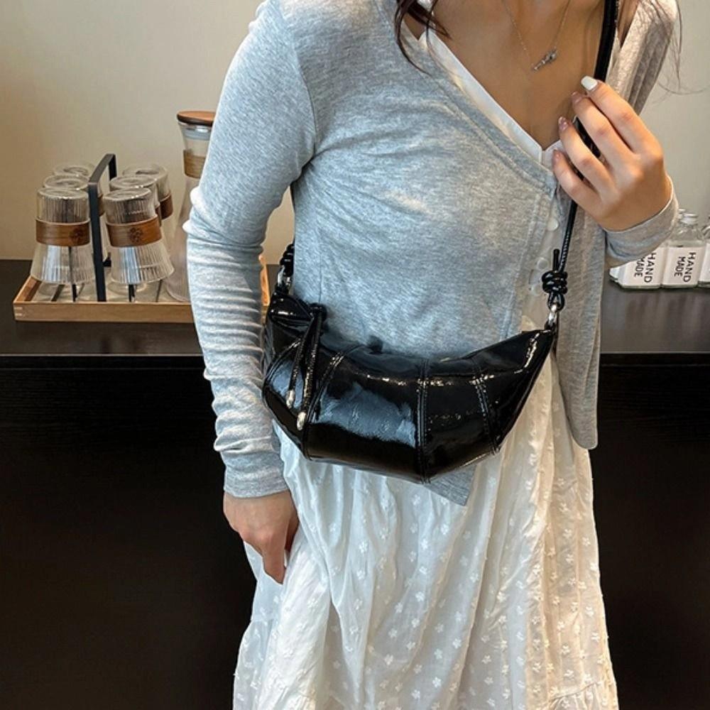 Retro Dumpling Shoulder Bag Pu Leather Women's Handbag Fashionable Croissant Crossbody Bag  Girls