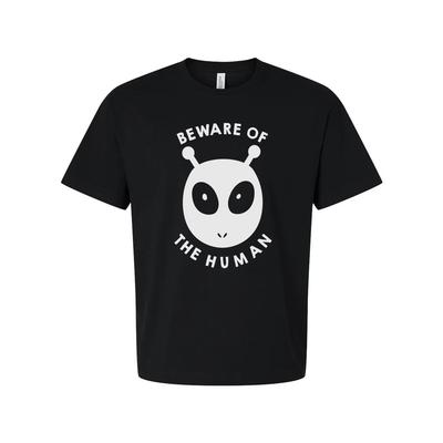 Beware Of The Human Graphic T Shirt Unisex White Cotton Tee Short Sleeve Regular