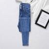 Blue-Gray High-Waisted Skinny Bootcut Jeans for Women: Fleece-Lined, Thickened, Slimming, Tapered Leg – 2022 Autumn/Winter Collection.