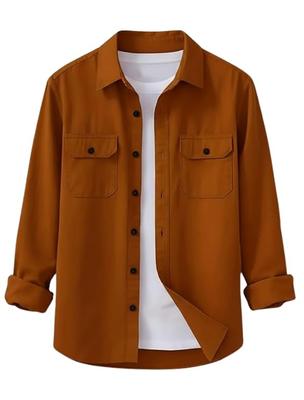 Men’s Cotton Blend Casual Full Sleeve Button-Down Shirt with Dual Flap Pockets Shirt
