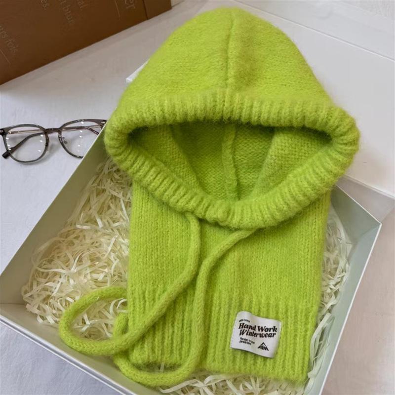 New Wool Blended Scarf Hat for Women October Siege All In One Winter Versatile Wool Knitted Student Scarf for Men