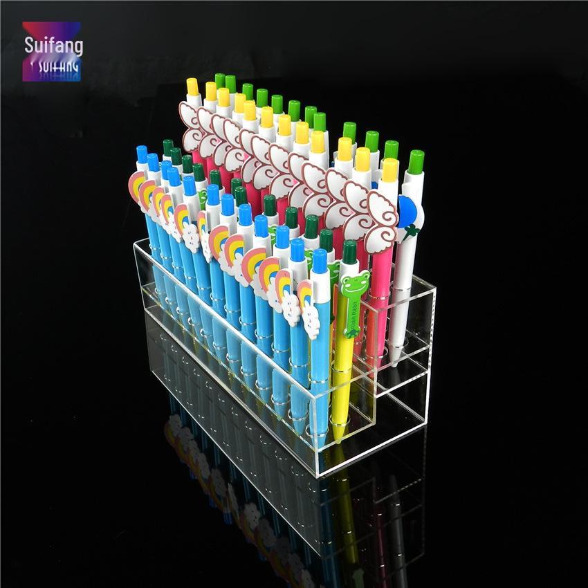 Clear Acrylic Makeup & Stationery Organizer: Pen, Eyebrow Pencil, Lip Gloss, Mascara, and Brush Holder Display Stand