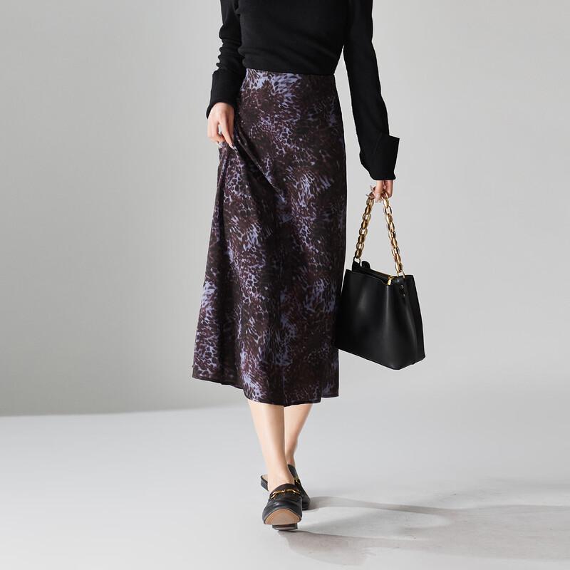 SOFSIL Elegancka spódnica midi o kroju A z panterką