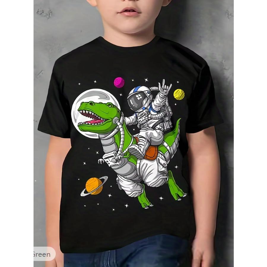 Camiseta infantil astronauta 3D impressa para menino e menina, camiseta infantil, manga curta, camiseta para meninos e crianças, camiseta infantil, verão, adolescente
