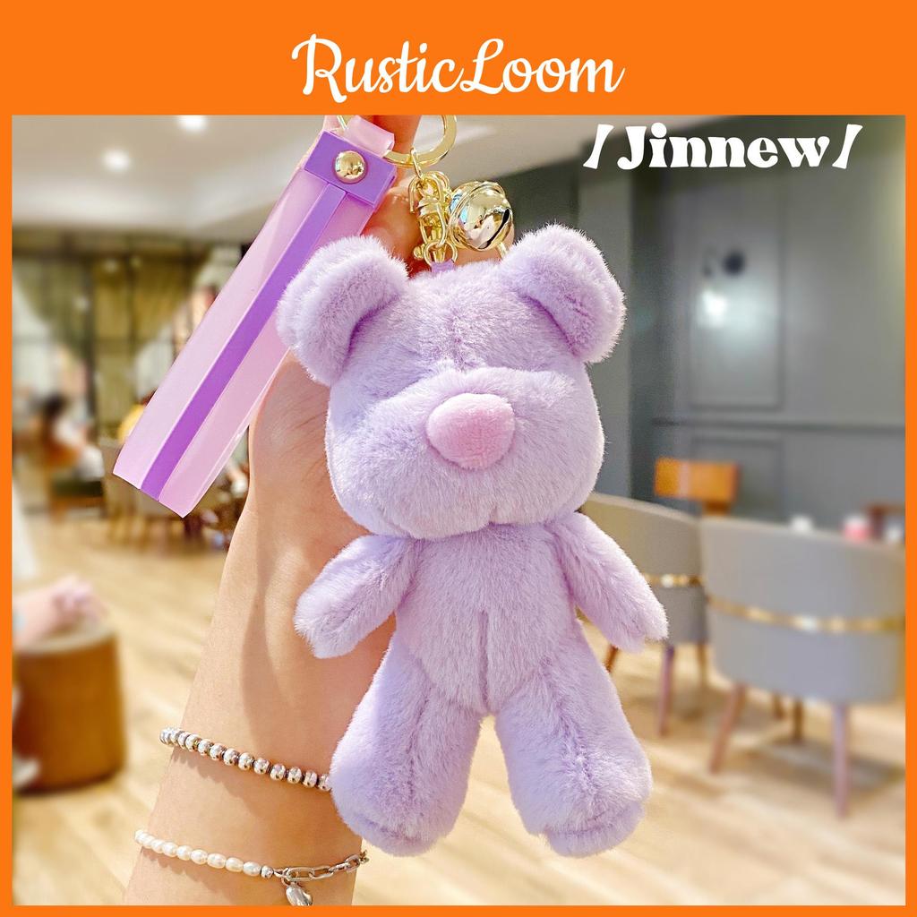 Candy Delightful Colored Plush Bear Keychain Cute Cartoon Pendant For Girls Stylish