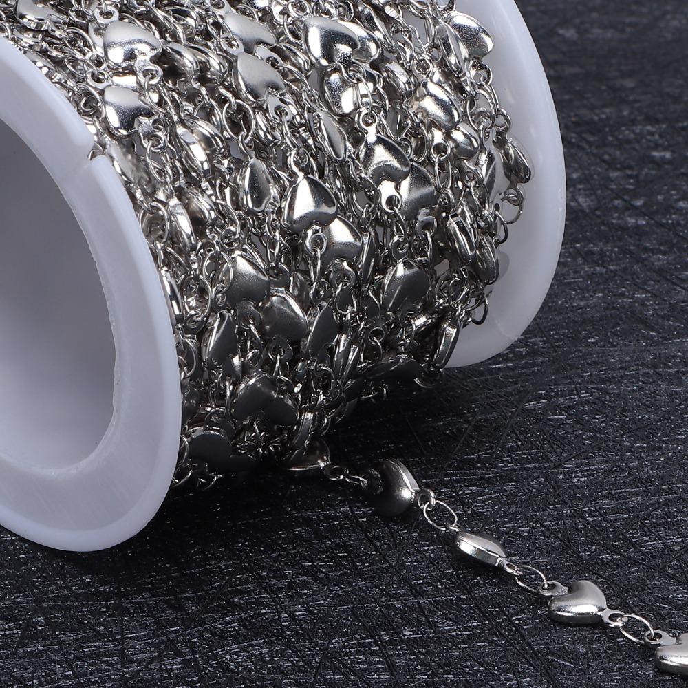 Jewelry Accessories Stainless Steel Curb Chain Peach Heart Type Steel Twisted Chain Heart Link Chain Heart Chain Craft Projects