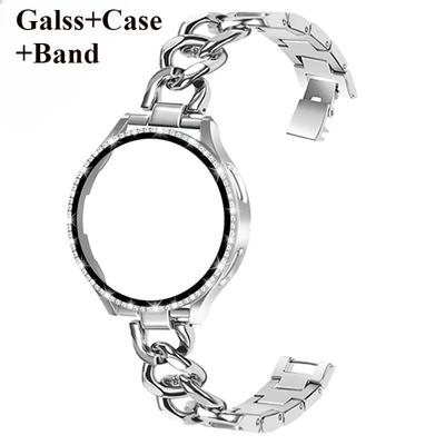 Bling Case+Bracelet for Samsung Galaxy Watch 7 6 5 4 40mm 44mm Metal Cowboy Chain Strap Screen Protector Galaxy Watch 4 5 6 Band