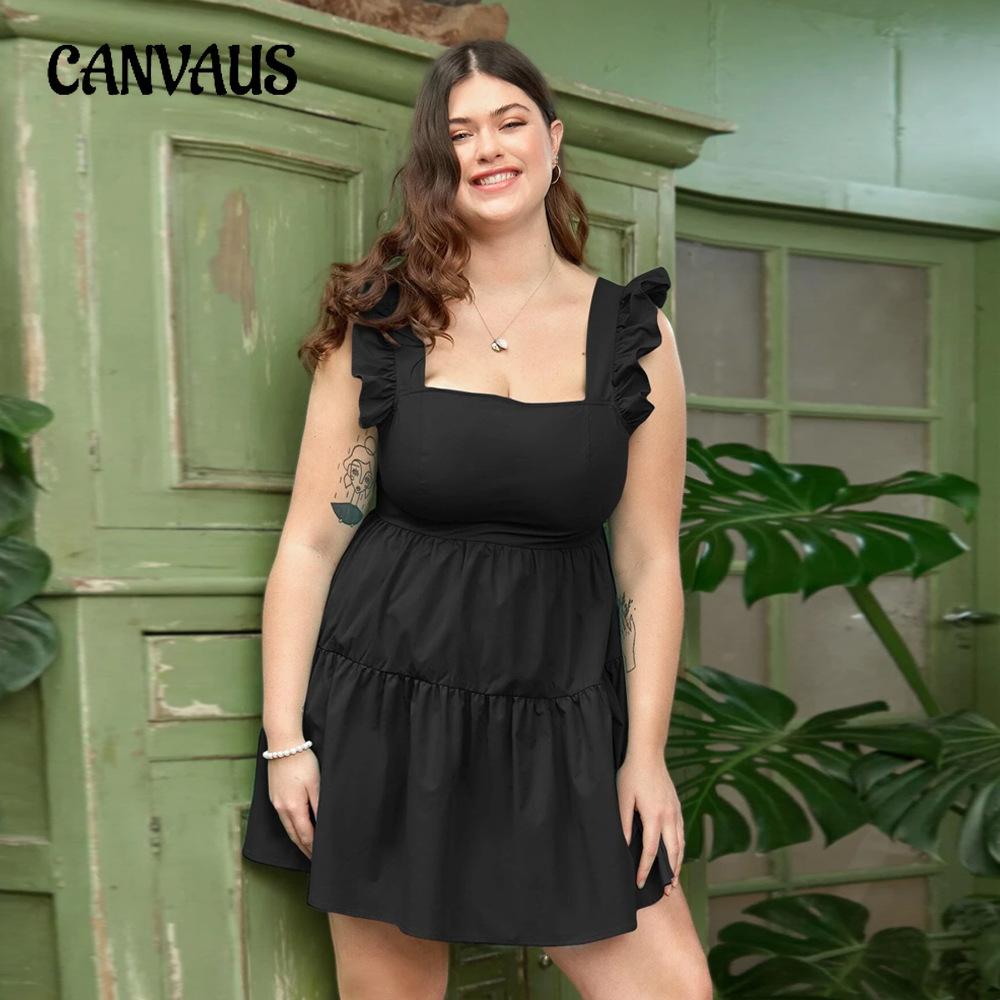 

Плюс Размер Женский Летний Жилет Без Рукавов Темперамент Торт Платье 1XL чёрный