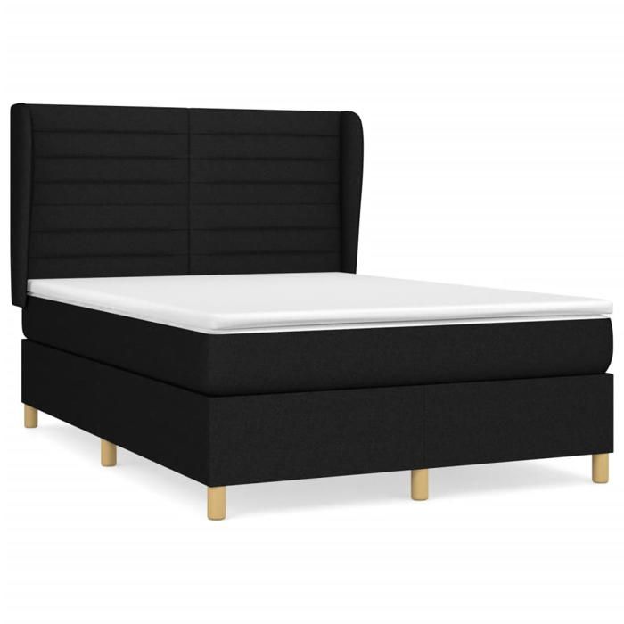 Maison Exclusive - Sommier à lattes de lit avec matelas Noir 140x190 cm Tissu