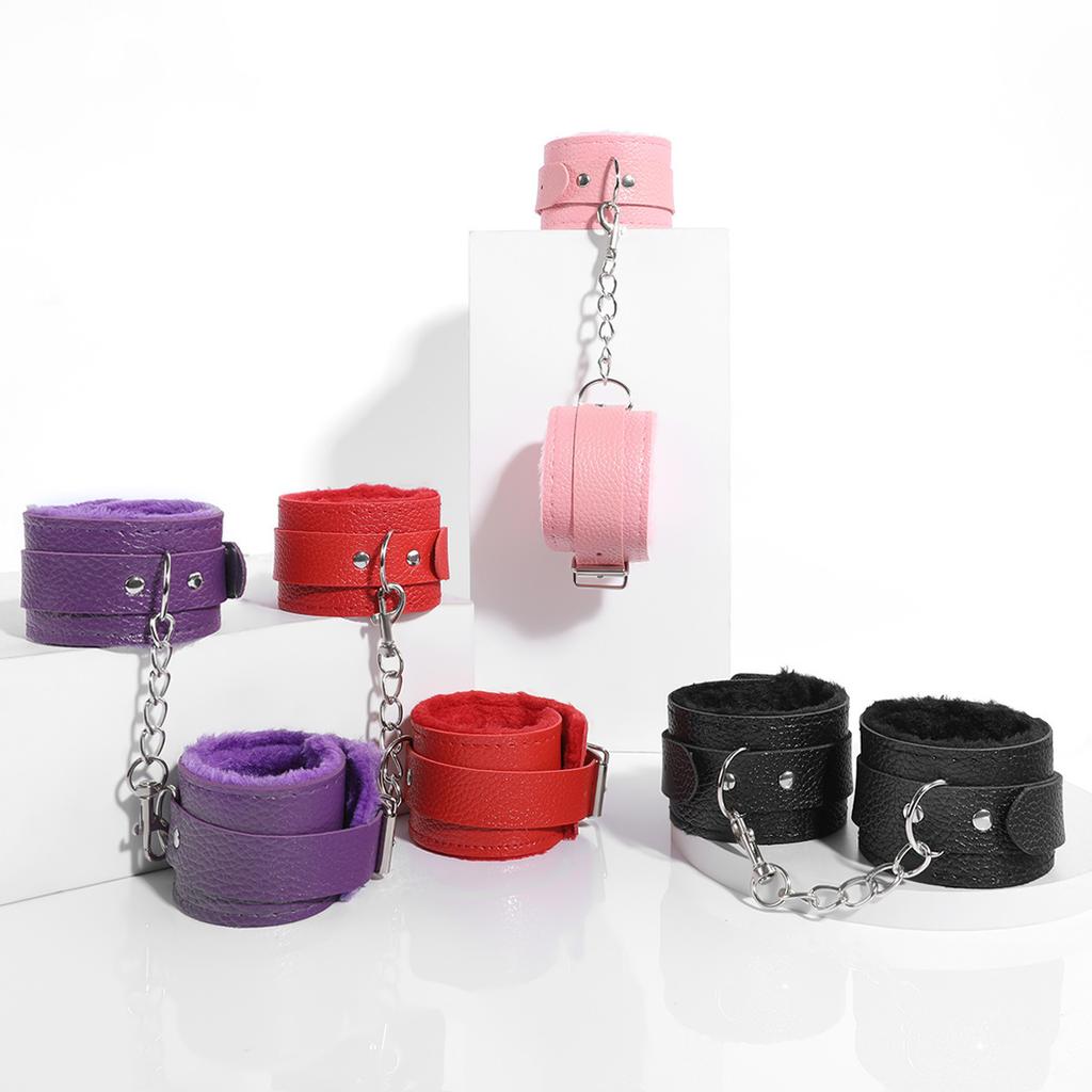 Long Flush Handcuff BDSM Handcuffs Hand Restraint Bondage Gear SM Slave Erotic Play Sex Ankle Handcuffs Detachable Chain Clasp