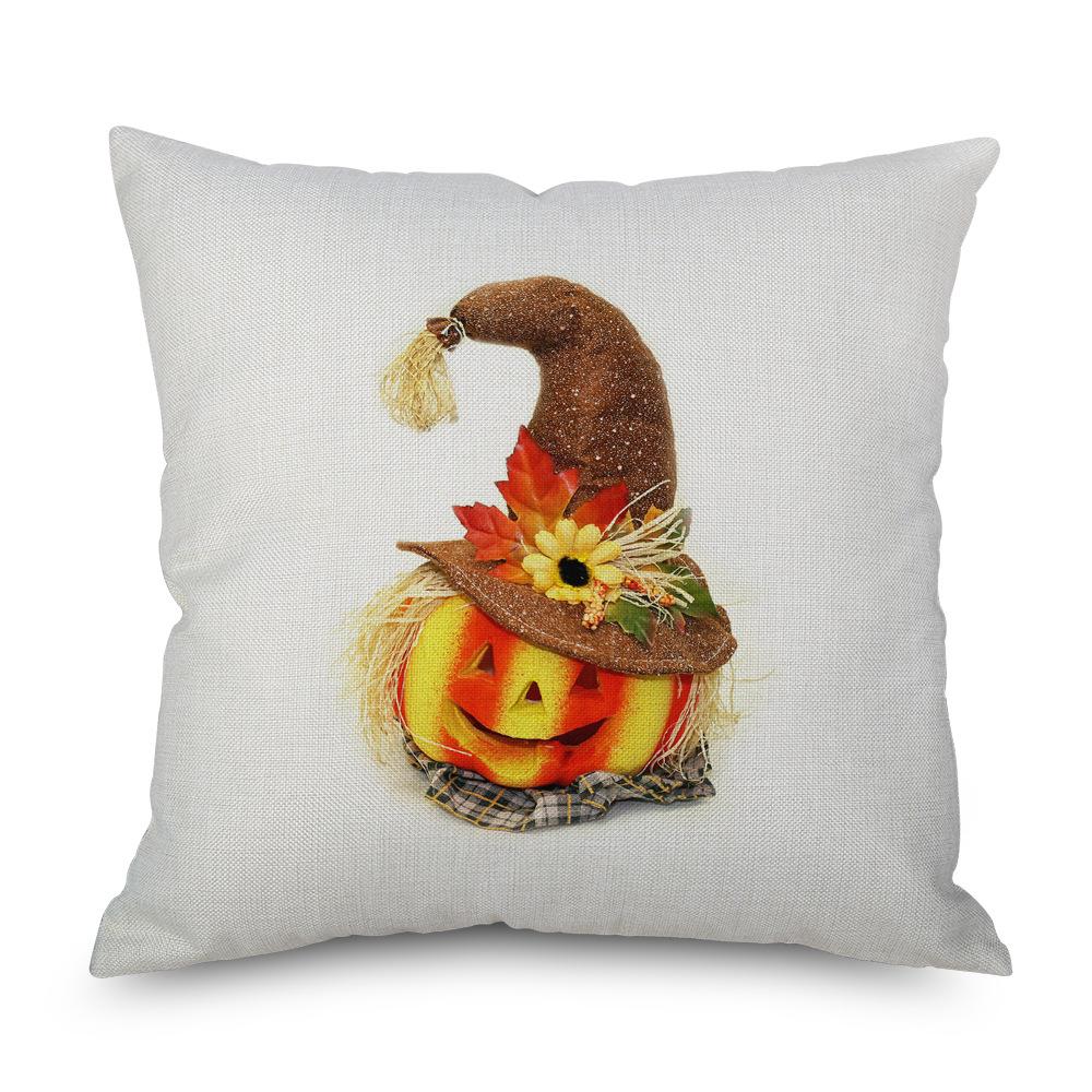 Halloween Linen Pillowcase Pumpkin Plaid Pillow Case for Bedroom Room Aesthetics Pillow Cover Luxury Designer Cushion Cover
