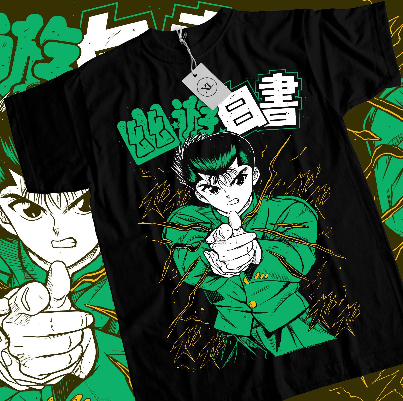 Yu Yu Hakusho T-shirt Kuwabara Kurama Yusuke Hiel Anime Manga Black Shirt L