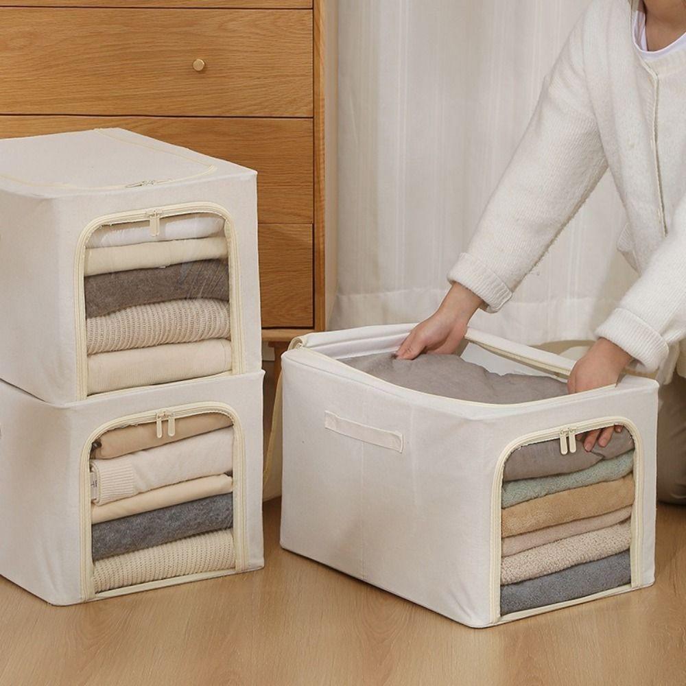 Foldable Steel Frame Storage Box Large Capacity Clothes Storage Box  Blankets