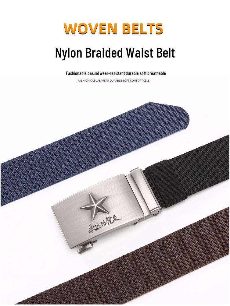 Men's Military Style Woven Nylon Belt for Outdoor and Casual Wear
