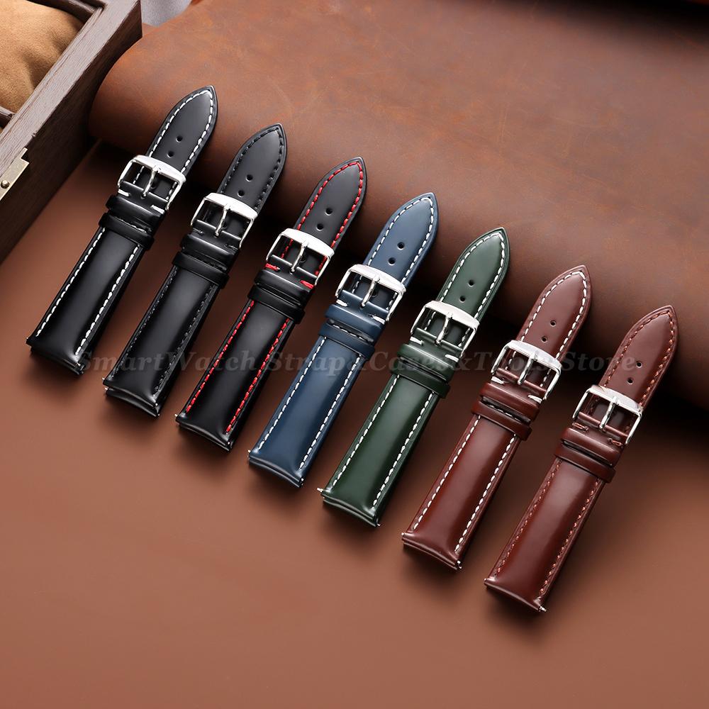 Glossy Oil Wax Leather Watch Strap for Men 18mm 19mm 20mm 21mm 22mm Universal Watch Band Brown Wristband Quick Release Bracelets