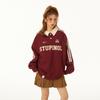 Plus Size 2025 Retro College Polo Collar Sweatshirt for Women - Spring/Autumn Trendy Style