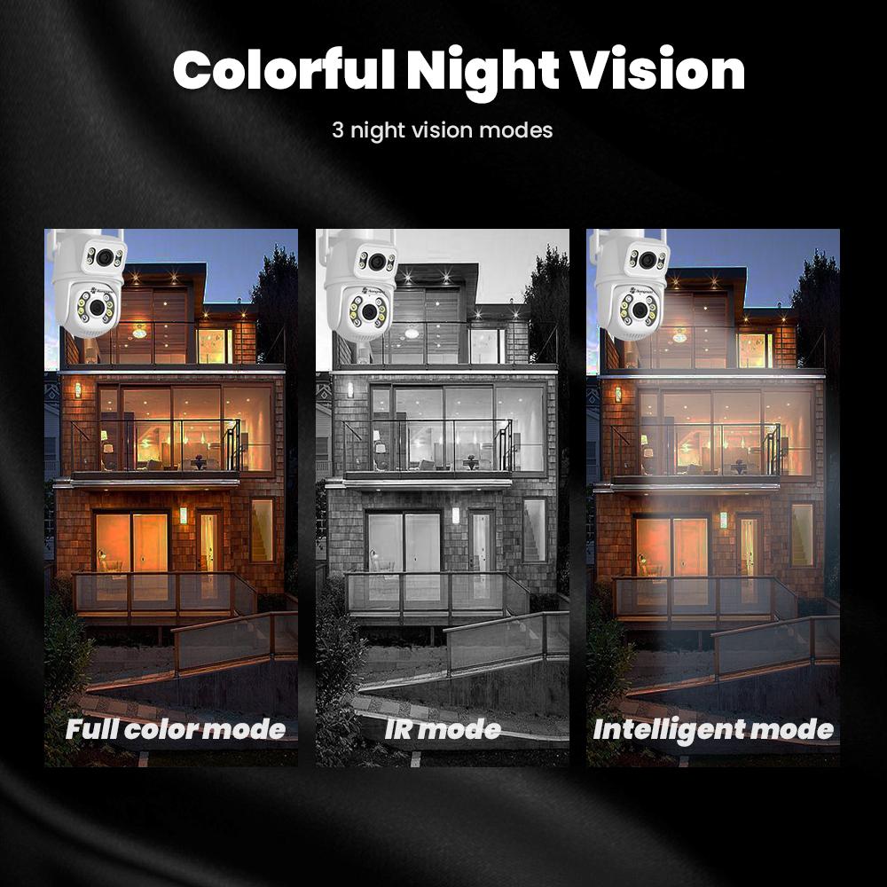8MP 4K PTZ Wifi-kamera Dubbla linser Dubbel skärm AI-detektering av människor Automatisk spårning Trådlös Utomhusövervakning Säkerhetskamera iCSee