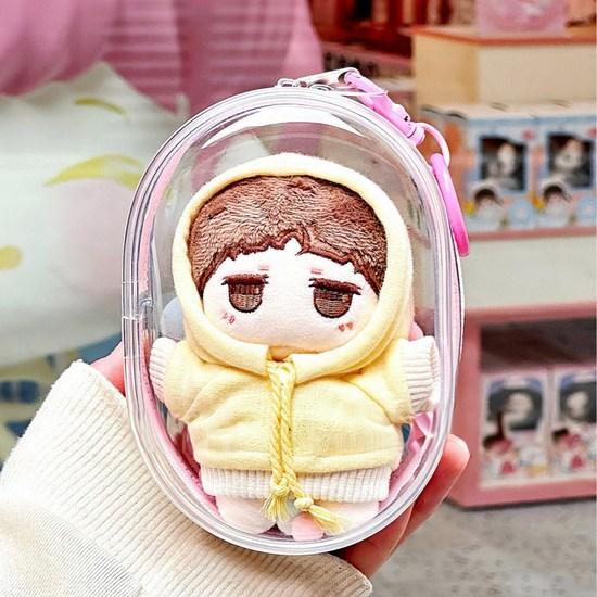 Dailyin Gacha-Tasche, transparent, rund, Schlüsselanhänger, japanisches Gachazume, PVC, Schlüsselanhänger, Puppenetui