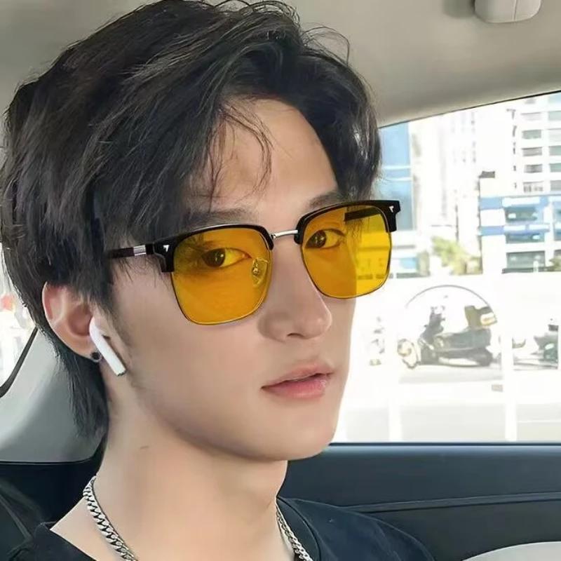 Yellow Lens Night Vision Myopia Glasses High-end Photochromic Near Sight Glasses for Driving Eye Protection Eyewear Diopter +3.5