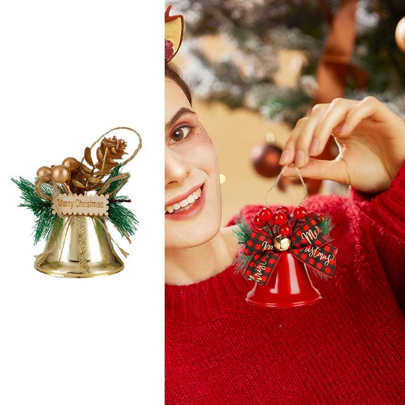 Christmas Bells Decor Charm Pendants With Lanyard Christmas Ornaments For Winter Holiday Family Door Party Fireplace Fall Home