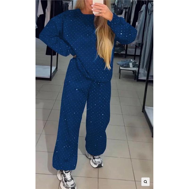 2025 Autumn/Winter Women's Casual Two-Piece Set: Round Neck Sweatshirt & Drawstring Jogger Pants
