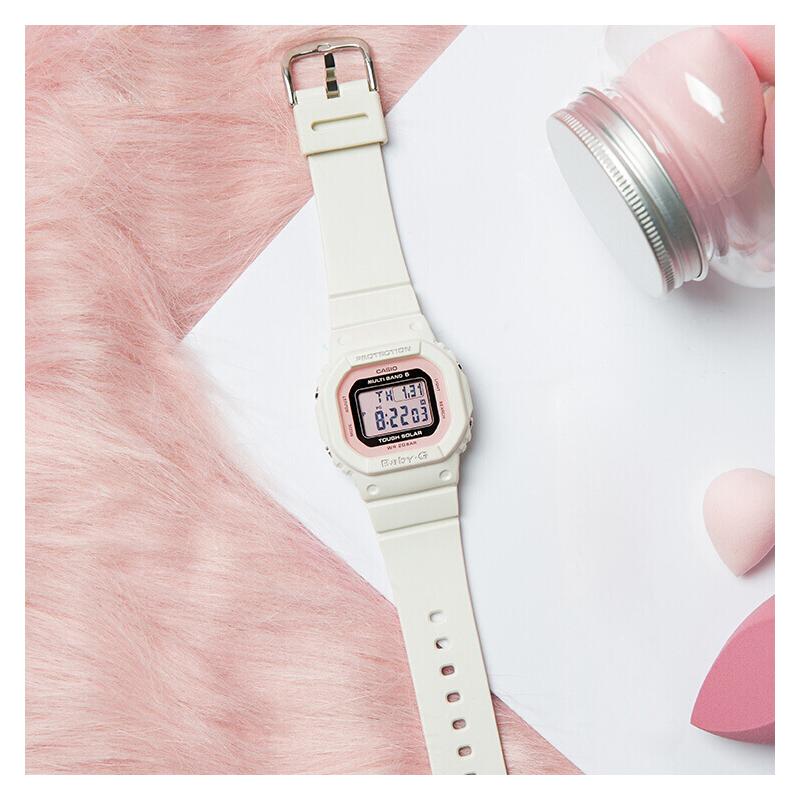 Casio BABY-G classic small square impact-resistant six-round radio wave waterproof movement quartz movement resin strap Japanese and BGD-5000U-7DPR